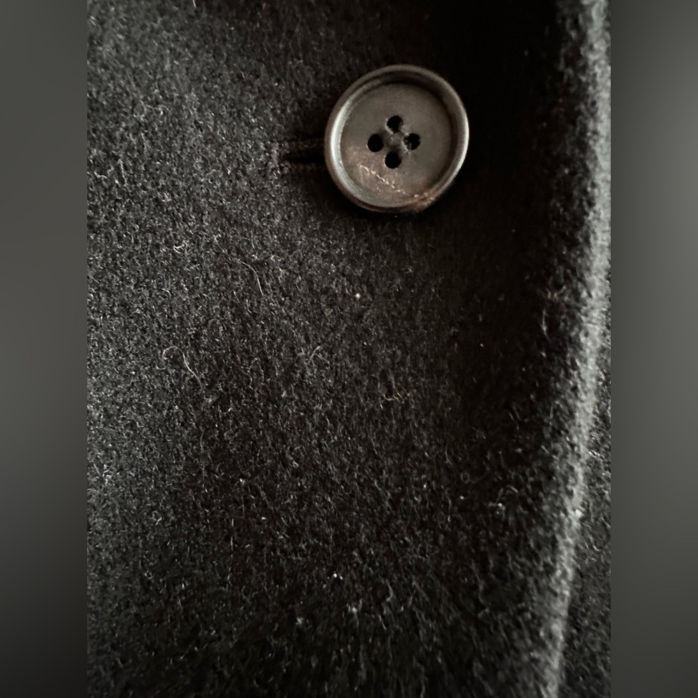 AllSaints Onix Pony Black Wool Coat Tailored Straight Coat Leather Trim Size 2 - Picture 3 of 14